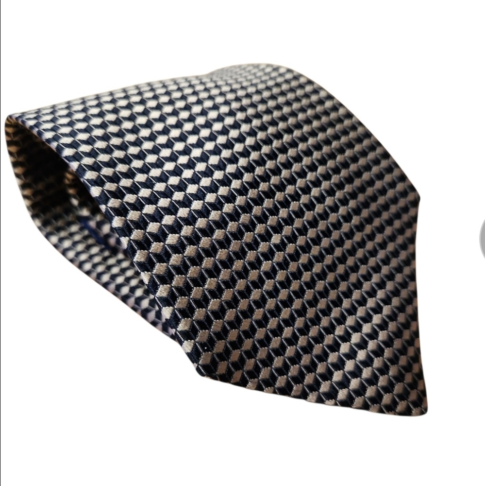 Peter Thomas By Superba Tie Geometric Black Gold Luxury 100% Silk